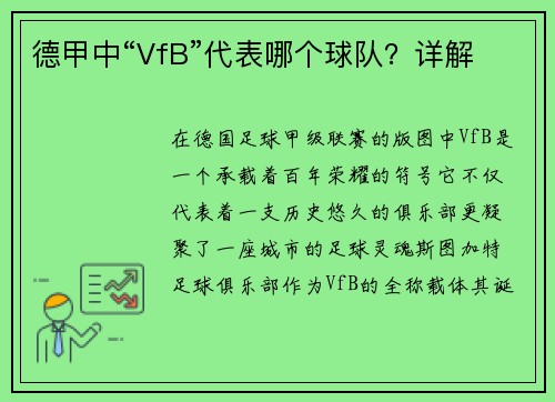 德甲中“VfB”代表哪个球队？详解